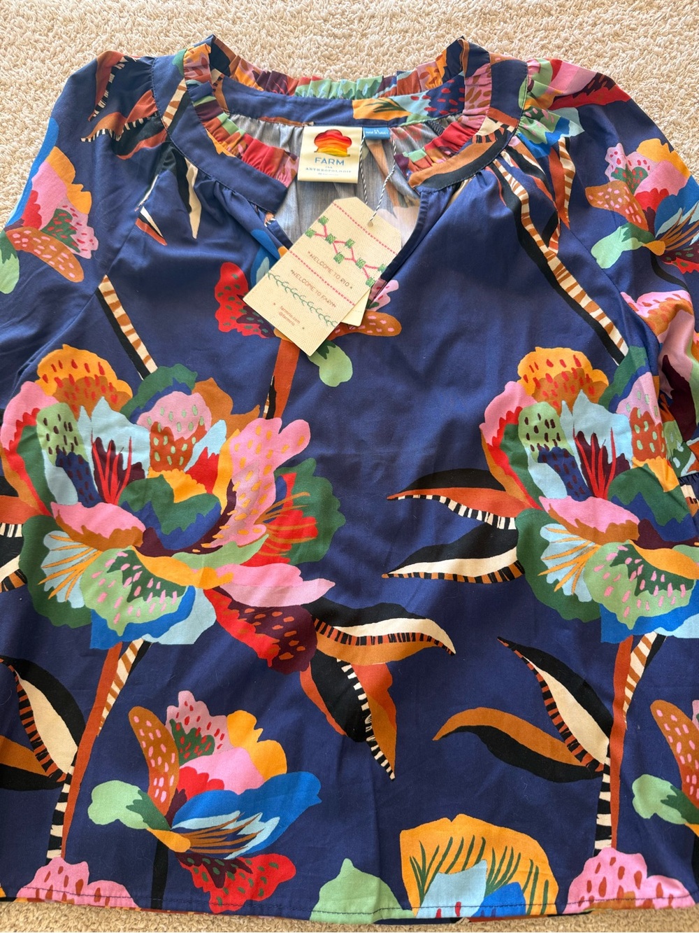 🌸 NWT Farm Rio x Anthropologie Vibrant Floral Blouse 🌸 - Picture 3 of 11